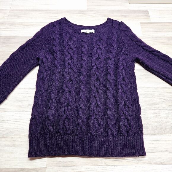 Loft Womens Purple Knit Pullover Sweater Medium - Picture 2 of 6